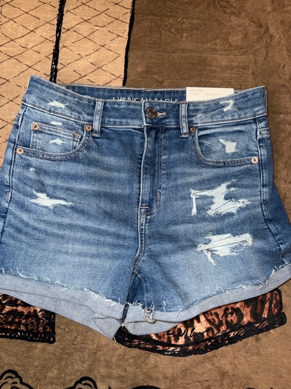 NWT American Eagle Outfitters Light Blue Distressed Denim Shorts Size 8